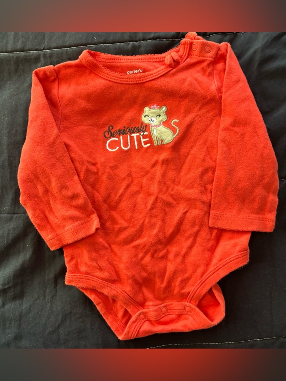 Carter's Bright Red Long-Sleeve 'Seriously Cute' One-Piece